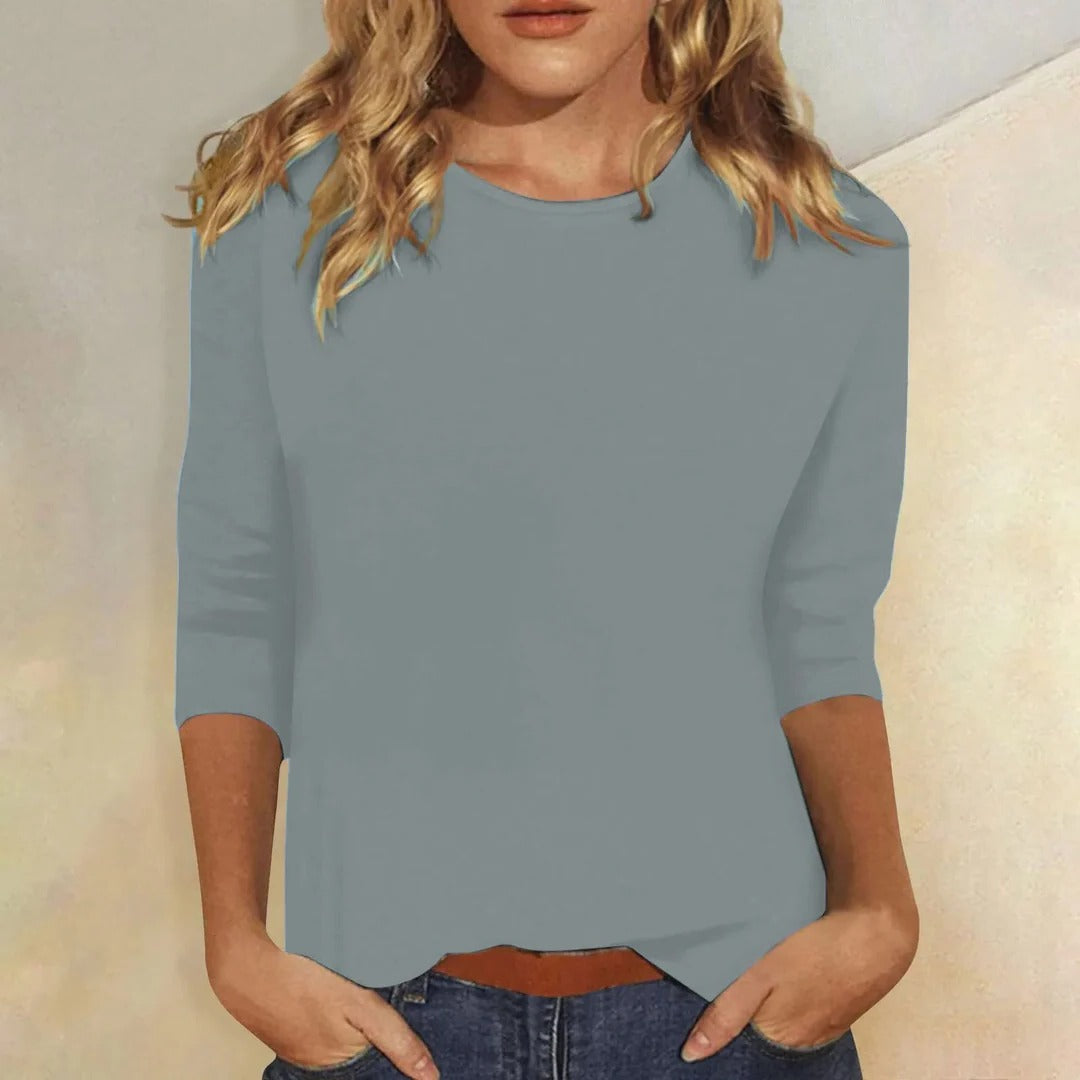 Women's Summer Crew Neck Casual Top | Three Quarter Sleeves