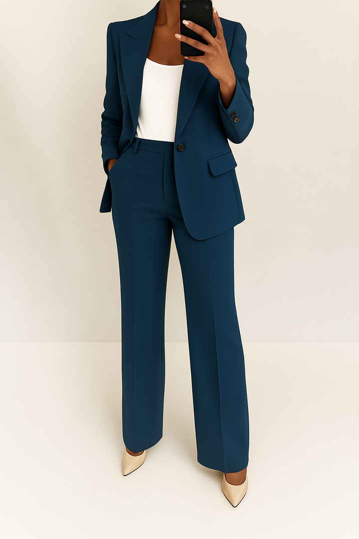 Women's Sophisticated Work Blazer and Trouser Suit Set | Two Piece