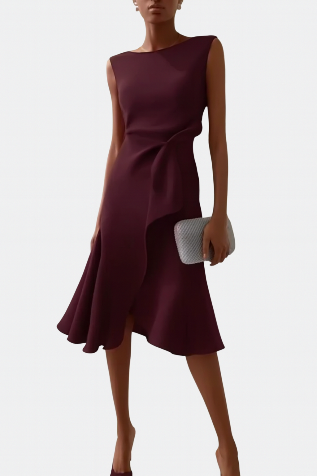 Women's Formal Draped Asymmetric Dress | Midi