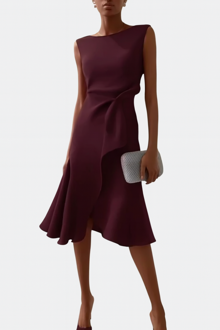 Women's Formal Draped Asymmetric Dress | Midi