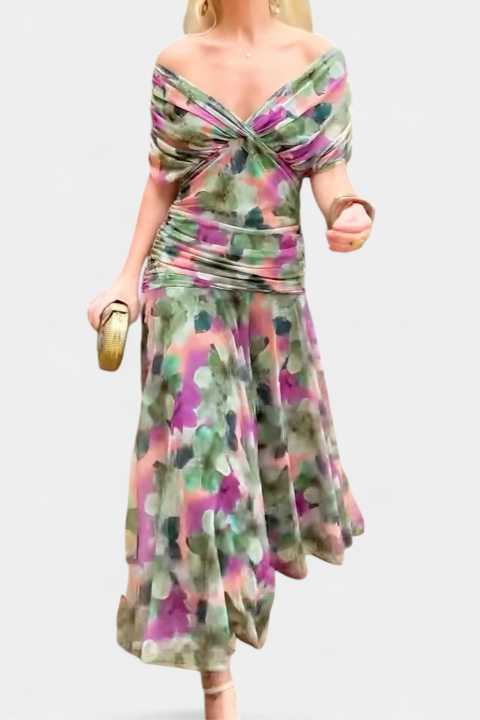 Women's Elegant Wedding Guest Off Shoulder Dress | Maxi