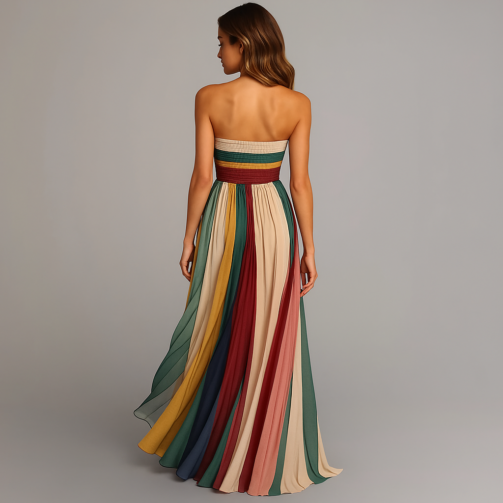 Women's Party Strapless Colorful Dress | Maxi
