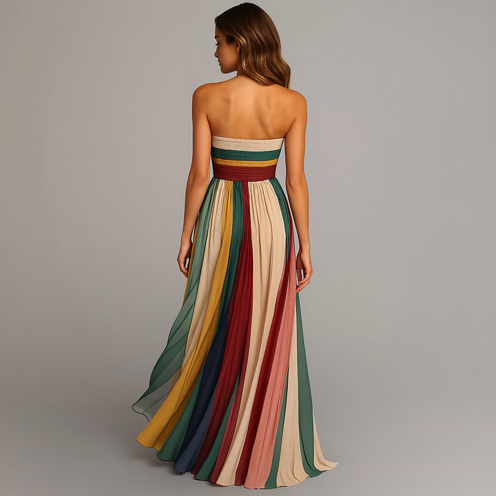 Women's Party Strapless Colorful Dress | Maxi