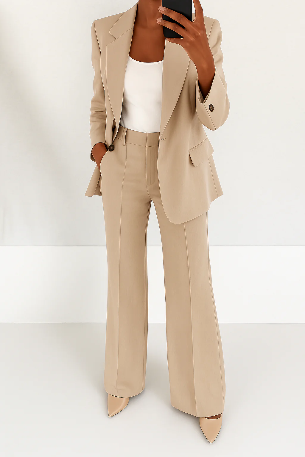 Women's Sophisticated Work Blazer and Trouser Suit Set | Two Piece
