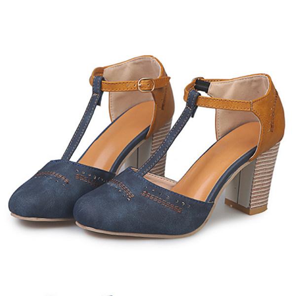 Women's Casual T-Strap Buckle Closure High Heels | Orthopedic