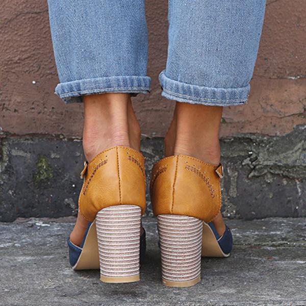 Women's Casual T-Strap Buckle Closure High Heels | Orthopedic