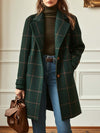 Women's Elegant Checkered Winter Coat | Longline