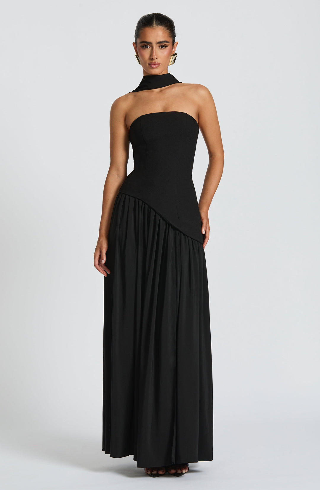 Women's Wedding Guest Strapless Dress with Slit | Maxi