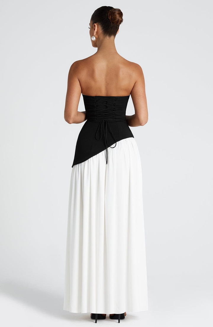 Women's Wedding Guest Strapless Dress with Slit | Maxi