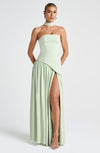 Women's Wedding Guest Strapless Dress with Slit | Maxi