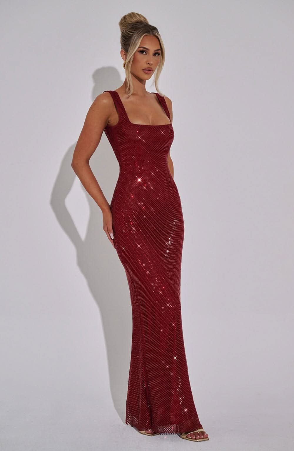 Women's Prom Sparkling Square Neck Dress | Maxi