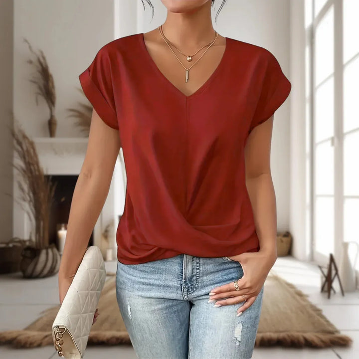 Women's Casual Loose V-Neck T-Shirt | Short Sleeves