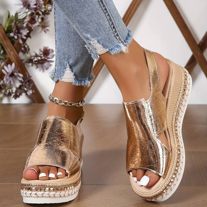 Women's Casual Buckle Ankle Strap Platform Wedge Sandals | Orthopedic