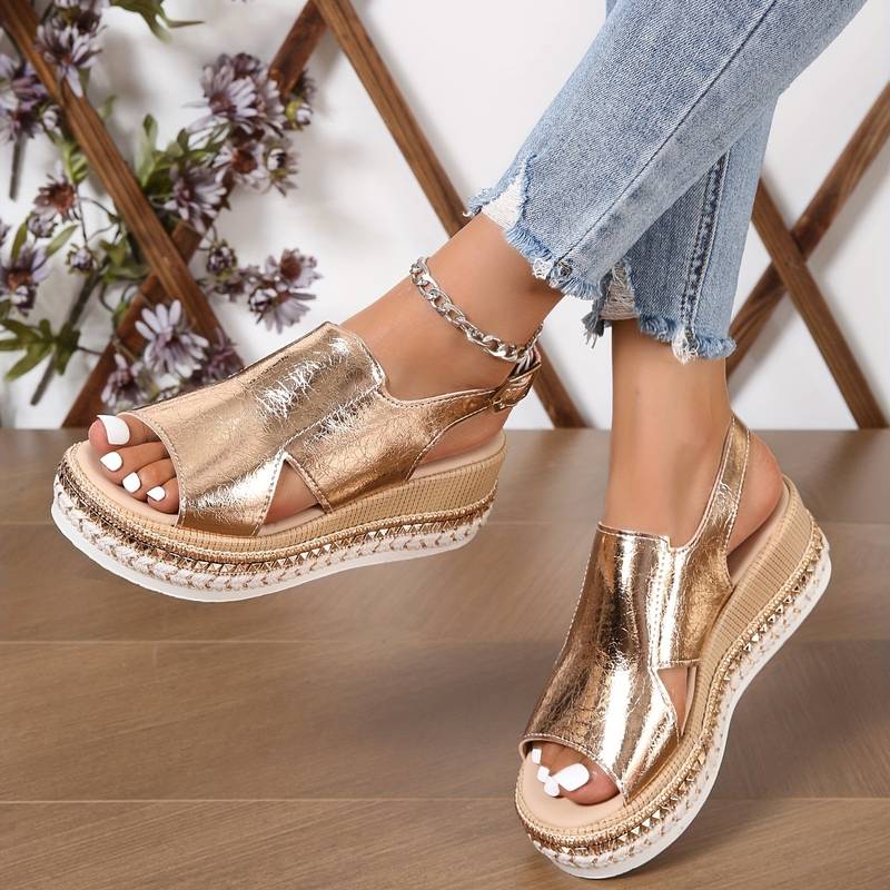 Women's Casual Buckle Ankle Strap Platform Wedge Sandals | Orthopedic