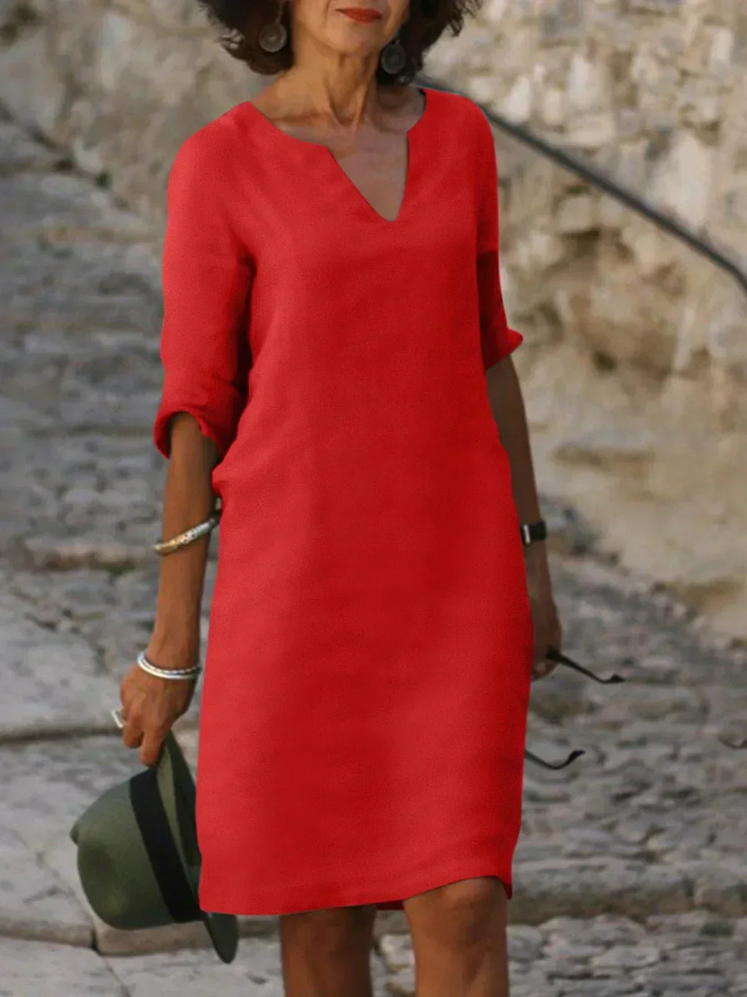 Women's Elegant Summer Notch V-Neck Dress | Mini