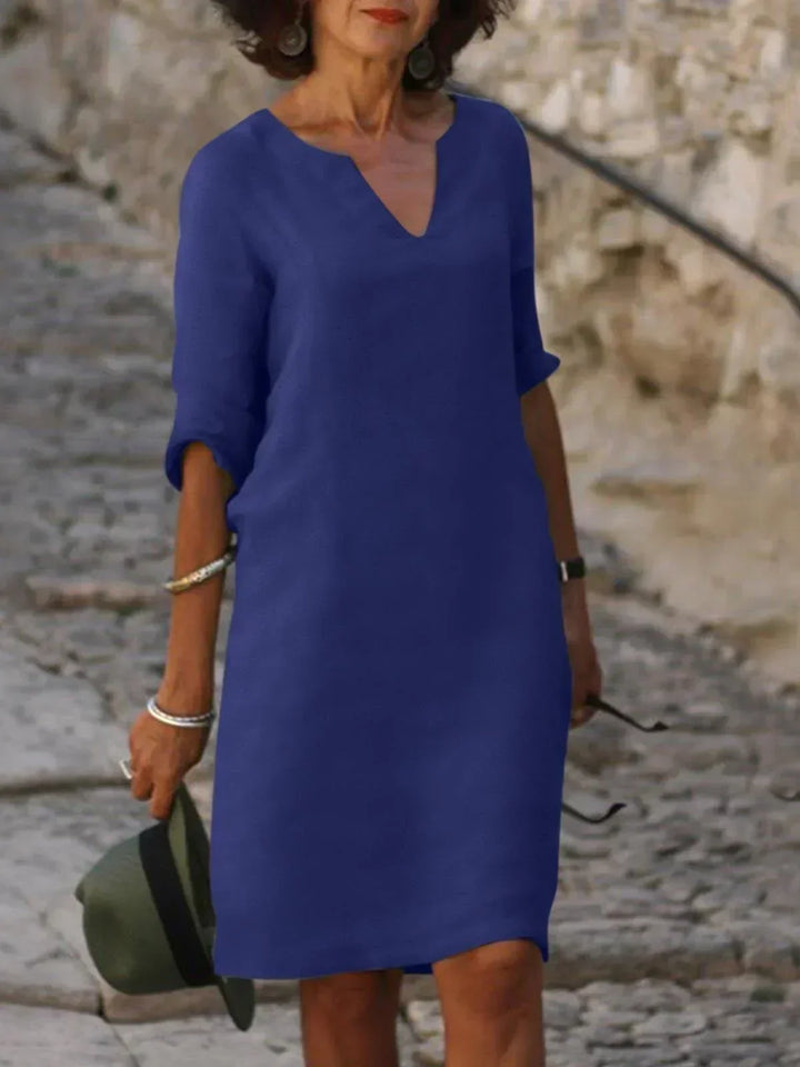 Women's Elegant Summer Notch V-Neck Dress | Mini