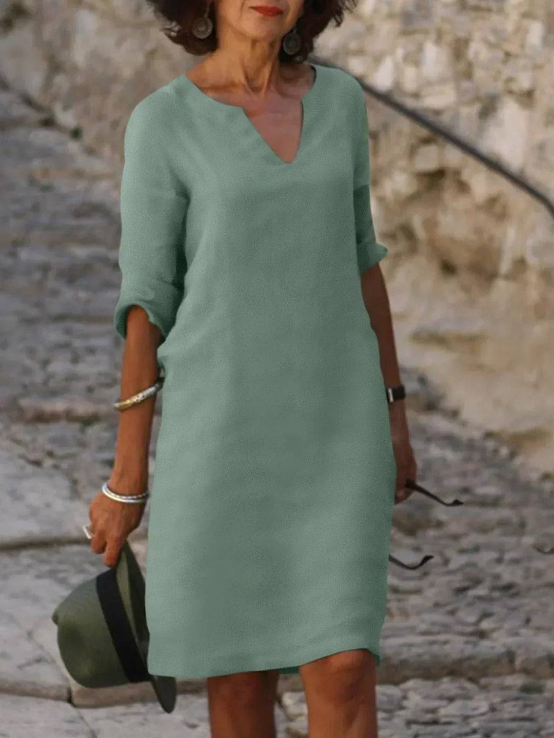 Women's Elegant Summer Notch V-Neck Dress | Mini