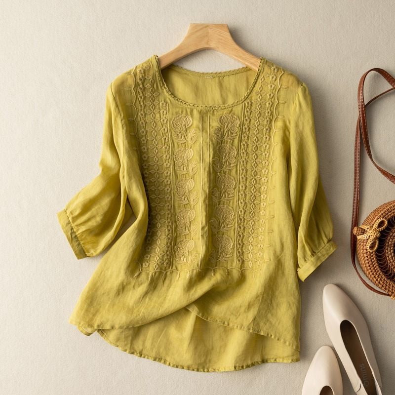 Women's Casual Loose Fit Floral Pattern Blouse | Three Quarter Sleeves
