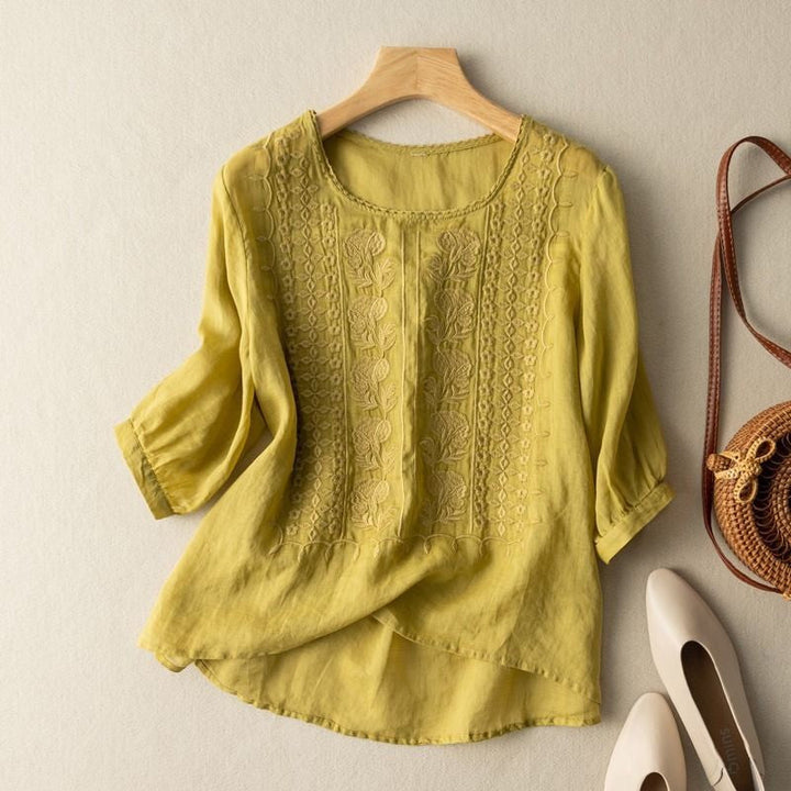 Women's Casual Loose Fit Floral Pattern Blouse | Three Quarter Sleeves