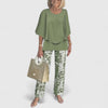 Women's Elegant Summer Loose Blouse and Printed Trouser Set | Two Piece