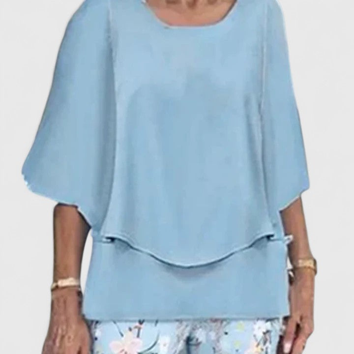 Women's Elegant Summer Loose Blouse and Printed Trouser Set | Two Piece
