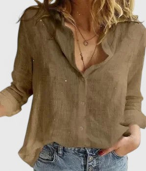 Women's Loose Fit Button Down Collared Shirt | Long Sleeves