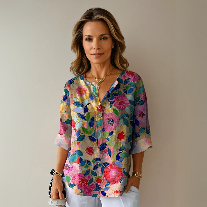 Women's Casual Spring Floral Print Blouse | Long Sleeves