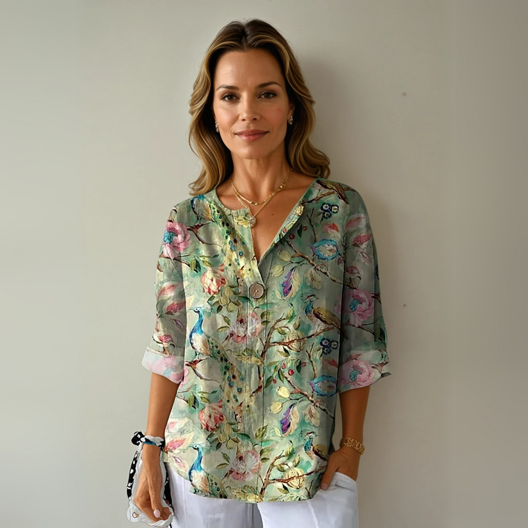 Women's Casual Spring Floral Print Blouse | Long Sleeves