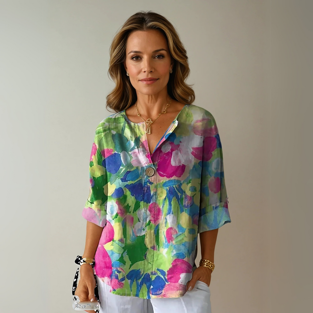 Women's Casual Spring Floral Print Blouse | Long Sleeves