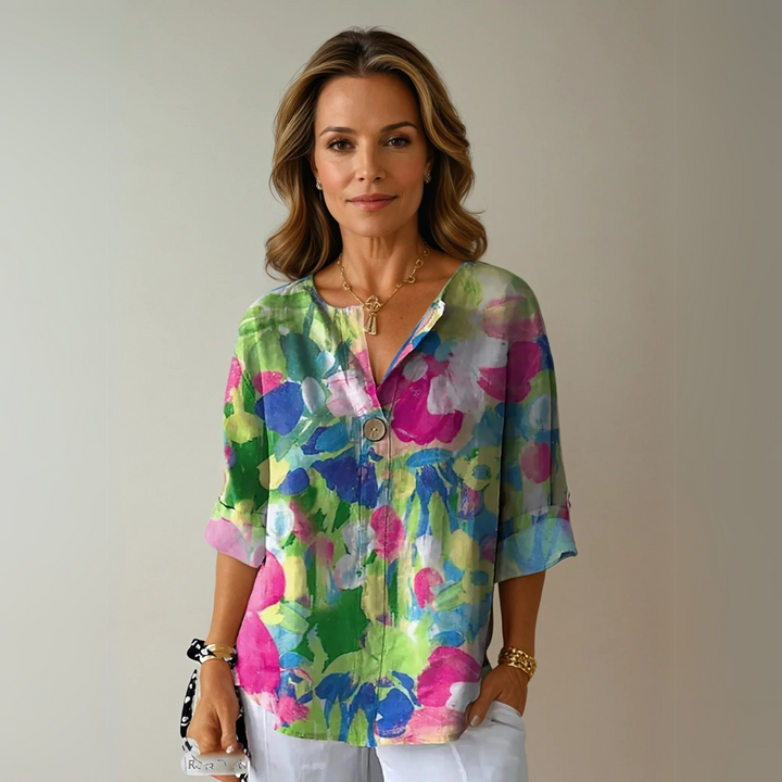 Women's Casual Spring Floral Print Blouse | Long Sleeves