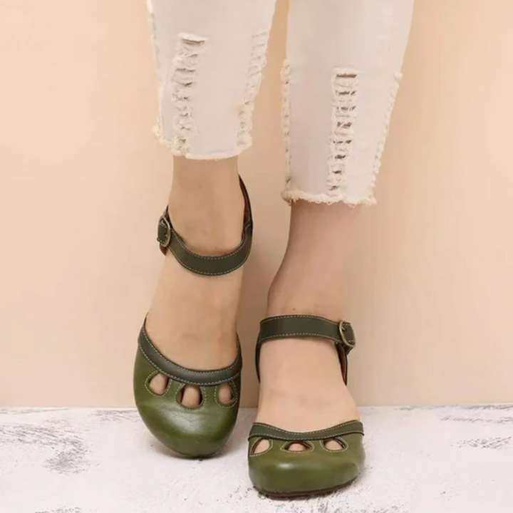 Women's Casual Low Block Heel Buckle Strap Sandals | Orthopedic